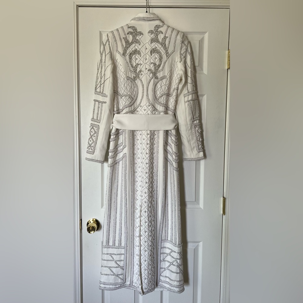 Karen Millen Pearl Embellished Woven Ivory Maxi Blazer Dress (NWT) - Picture 8 of 9